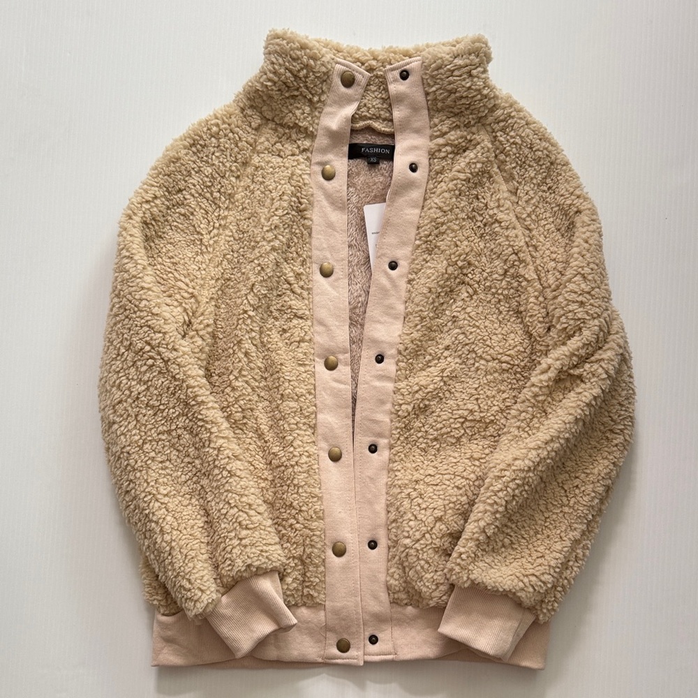 Merokeety Tan Sherpa Jacket Women's Size XS NWT